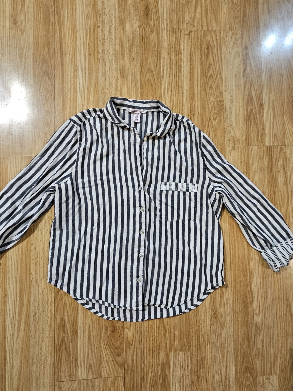 Victoria's Secret Black and White Striped Pajama Shirt